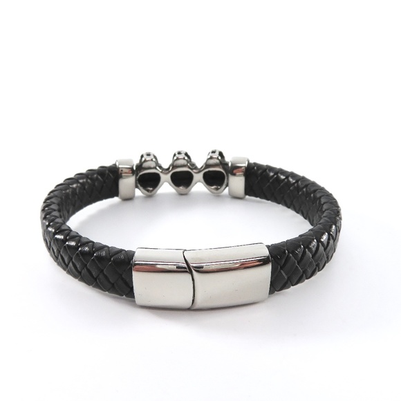 Braided Leather Bracelet, Cheetah Heads, Unisex - Picture 6 of 9